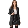thumbnail image 1 of Abrigo de Cuero Sintética Allegra K para Mujer con Solapa y Botones Steampunk PU Outwear Negro L, 1 of 2