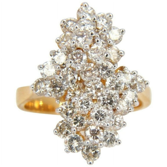 1.80ct ladies raised double peaked cluster cocktail diamonds ring 14kt