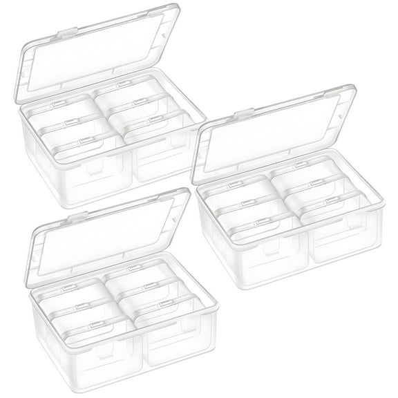 3 Pcs Bead Organizer Box, Plastic Storage Case with 6 Small Dividers, Transparent, Ideal for Beads, Jewelry, Nails, and DIY Crafts, Portable Easy to Use