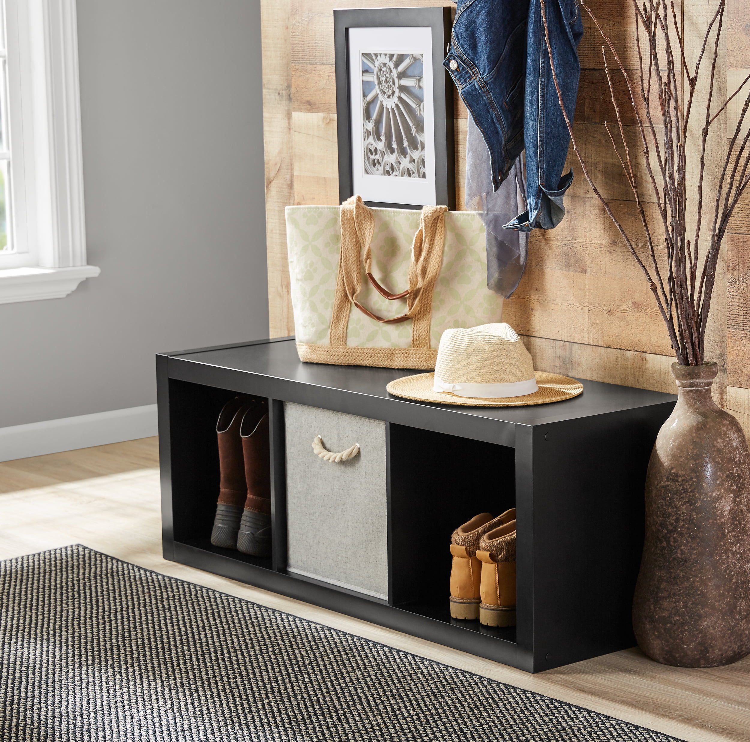 Better Homes & Gardens 3 Cube Storage Organizer, Solid Black