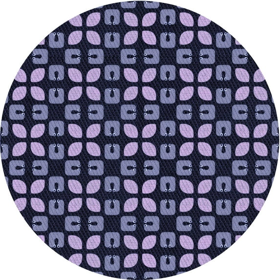 Ahgly Company Machine Washable Indoor Round Transitional Night Blue Area Rugs, 8' Round