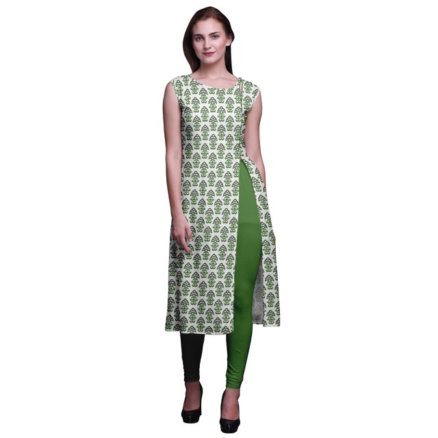 Bimba Kurti d'Été Sans Manches Imprimé Tunique Droite Robes pour Femmes