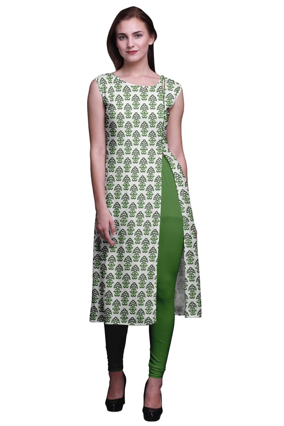 Sleeveless Kurta Printed Women Straight Kurti Indian Summer Clothing