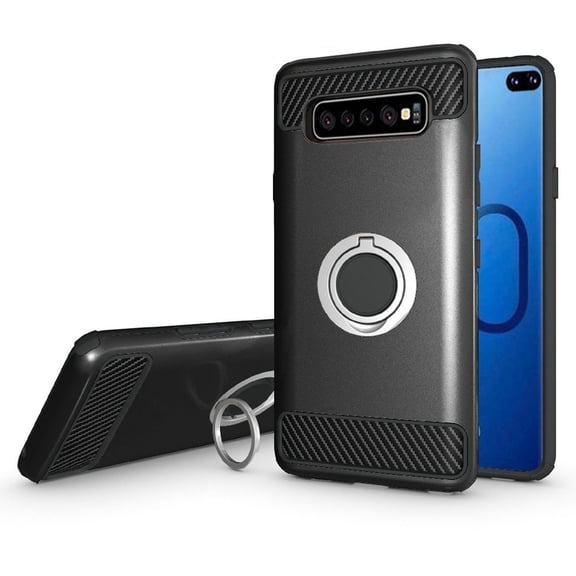 GSA Sleek Hybrid Case w/Ring Stand for Samsung S10 Plus (6.4") - Black