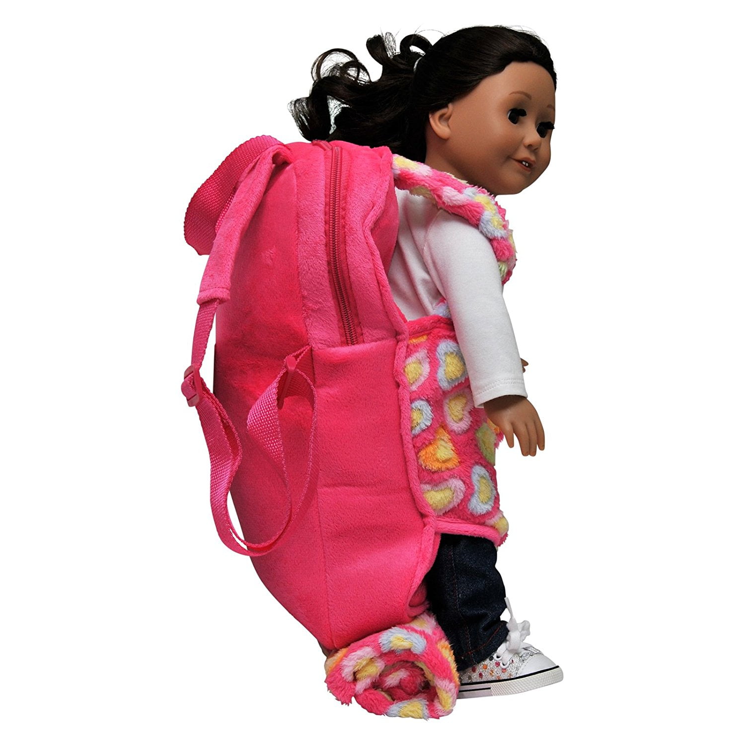 18 In Children Backpack Carrier Sleeping Bag For American Doll Girl Clothes Gift