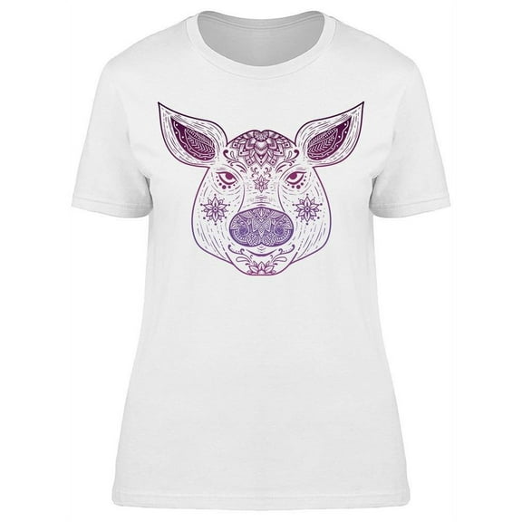 Pig Head Pattern Art T-Shirt Women -Image by Shutterstock, Female Medium