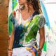 thumbnail image 2 of Blusa de manga corta con cuello en V y estampado de grafiti para mujer Pompotops hkajfhjk459151, 2 of 8