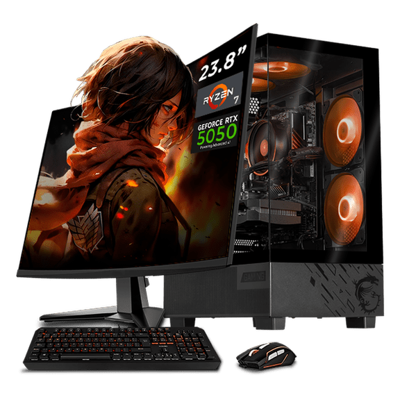 Computadora Gamer Completa IA Xtreme PC Gaming MSI NVIDIA GeForce RTX 5050 AMD Ryzen 7 5700 16GB SSD 1TB WIFI Monitor 23.8 144Hz Black Rendimiento Inteligente con IA