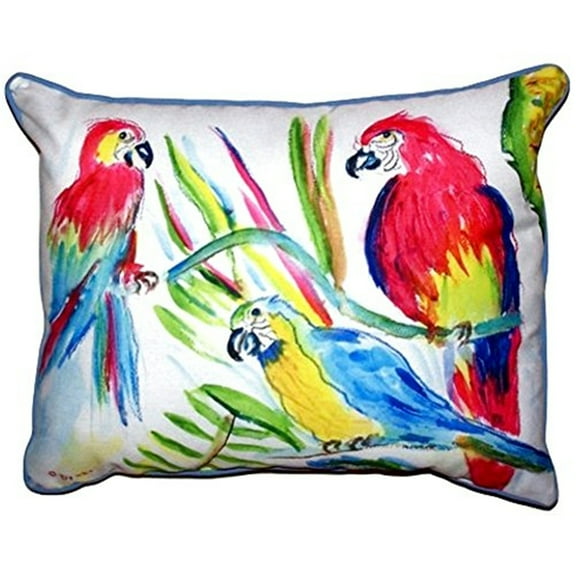 Betsy Drake SN392 11 x 14 in. Three Parrots Small Indoor & Outdoor Pillow