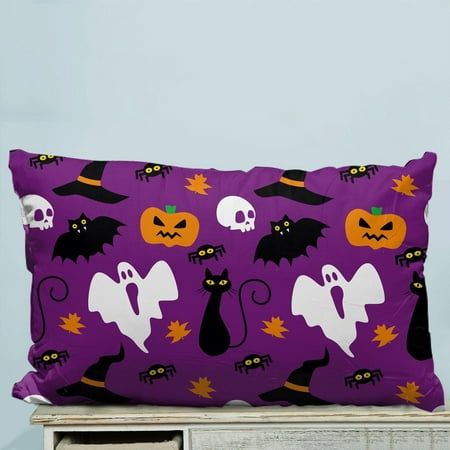 GCKG Funny Hallowen Time Ghost Pumpkin Halloween Pillow Case Pillow Cover Pillow Protector Two Sides 20 x 30 Inches