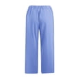 thumbnail image 5 of biudgviw Capri Pants for Women Cotton Linen Drawstring High Waisted Cropped Pants Plus Size Lounge Casual Summer Capris with Pockets, 5 of 6