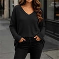 thumbnail image 5 of CHGBMOK Women's Plus Size Waffle Knit Shirts V Neck Long Sleeve Top Fall Casual Loose Fit Blouse, 5 of 9