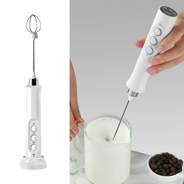 Espumador de leche eléctrico Perfecl 3 velocidades acero inoxidable blanco 12.8x4.2x25cm