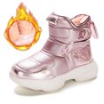 thumbnail image 6 of Kids Platform Snow Boots Thickened Insulated Warm Furry Lined Hook and Loop Winter Ankle Booties Fashion Thick Sole Nonslip Cold Weather Outdoor Short Boots 12 Little Kid Red, 6 of 7