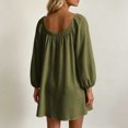 thumbnail image 4 of Sheghy Balloon Long Sleeve Round Neck Mini Dress Oversized Autumn Winter Everyday Wear Army Green M, 4 of 6