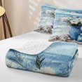 thumbnail image 4 of jejeloiu Sea Beach Flower Quilt King For Kids,Ocean Theme Shell Starfish Print King Coverlet Set For Girls,3 Pieces, 4 of 7