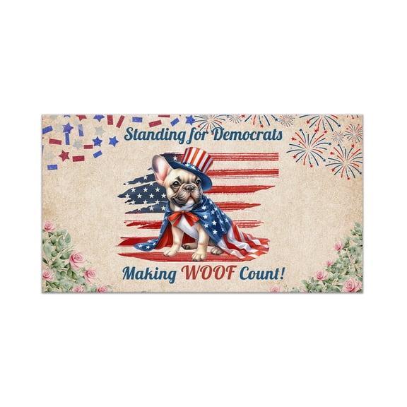 Democratic French Bulldog Making Woof Count Election 2024 Doormat Dog Lover Gifts Indoor Outdoor Welcome Mat - 01001