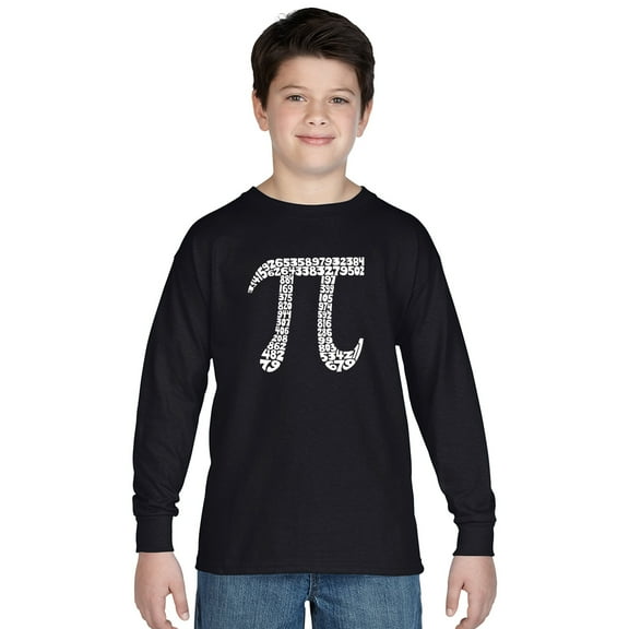 LA Pop Art Boy's Word Art Long Sleeve - THE FIRST 100 DIGITS OF PI