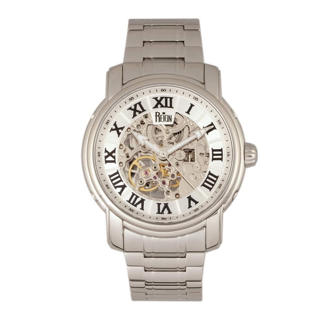 Reloj REIGN Kahn Automático Esqueleto Plateado para Hombre