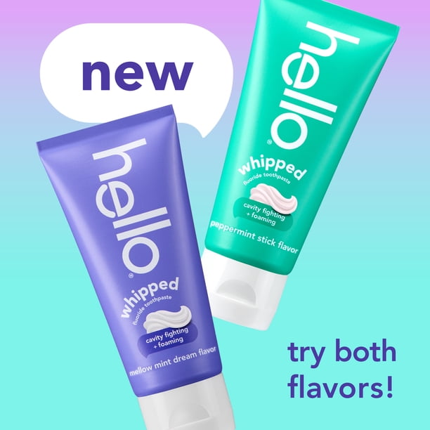 hello Whipped Fluoride Toothpaste, Minty Foam Toothpaste, Mellow