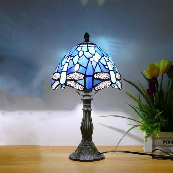 Yrmaups Stained Glass Night Light, Mini Bedside Lamp forChildrenAdults, Soft Decorative Nightstand Light, European Style Bedroom Study Desk Lamps for Home, Office, Bedroom, Living Room