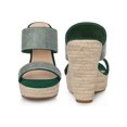 thumbnail image 4 of BLISSFUL STEP Sandales Compensées Espadrilles à Plateforme avec Strass pour Femmes Vert (Taille 8), 4 of 4