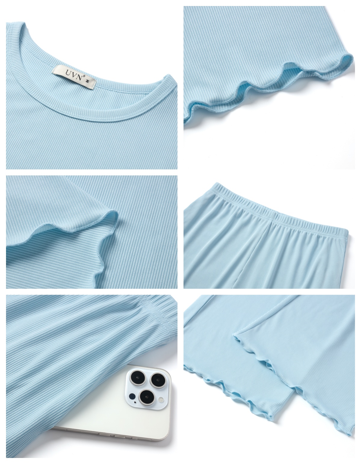 UVN Women's Short Sleeve Pajama Set with Capri Pants photo 5
