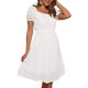 thumbnail image 4 of INSPIRAR CHIC Vestidos Midi de Verano con Cuello Cuadrado, Mangas Cortas Abullonadas, Cintura Elástica, Corte A, Color Blanco, Talla XL, 4 of 5