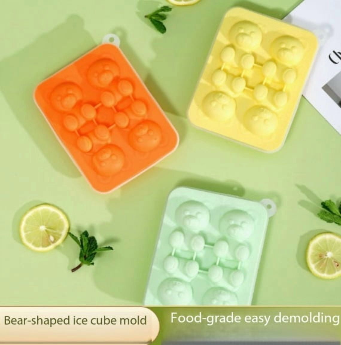 3-Piece Silicone Ice Cube Tray Set - Easy Press Ice Maker for Home Use - Food-Grade Freezer Storage Box