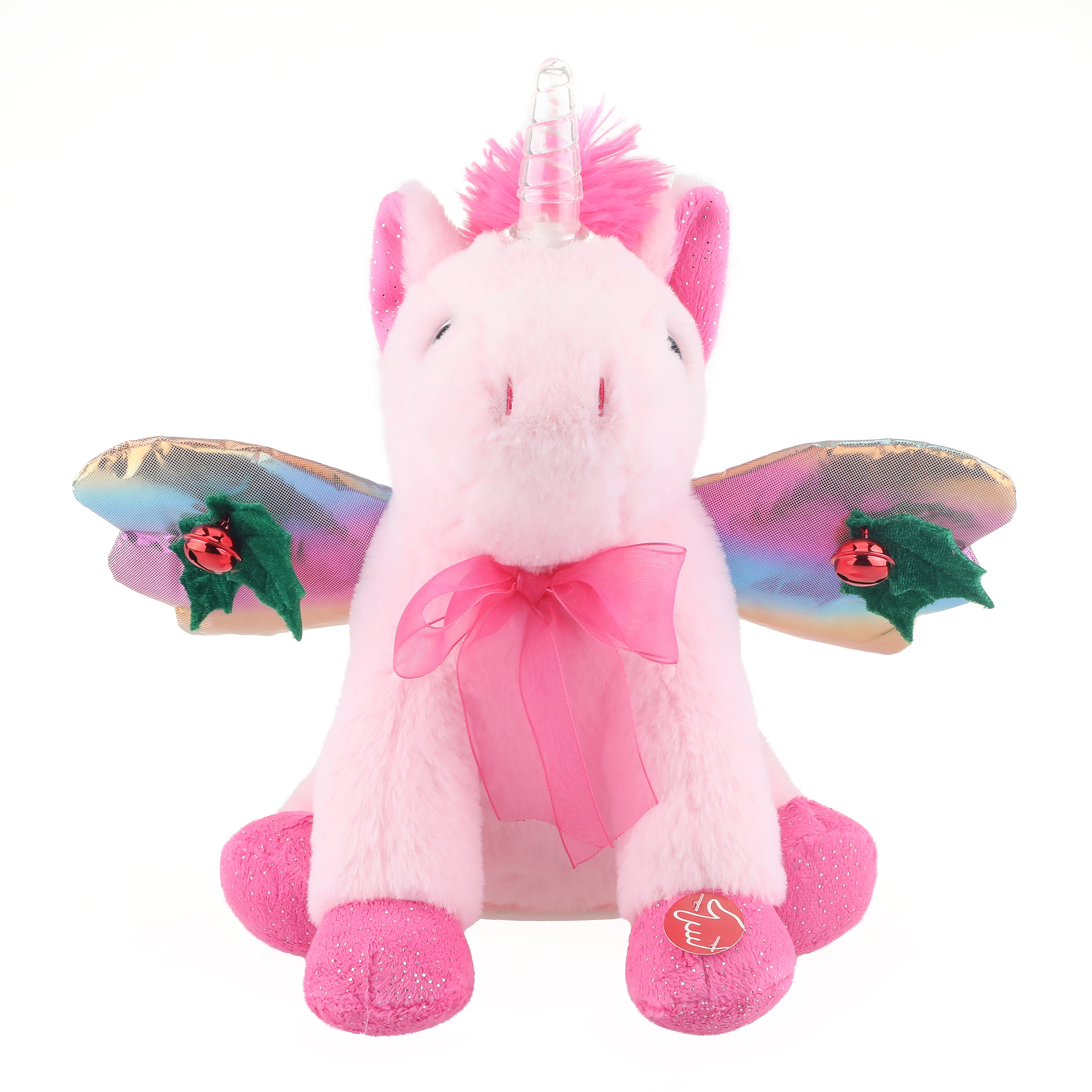 Holiday Time 8 inch Animated Light Up Pegasus Plush Toy, Pink
