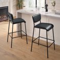 thumbnail image 2 of Pu Faux Leather Bar Stools Set of 2, Pub Barstools with Back and Footrest,Modern Armless Bar Height Stool Chairs, 2 of 9