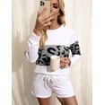 thumbnail image 4 of Purcoar Women Pajamas Set Long Sleeve Tops With Shorts Lounge Two-Piece Sleepwear, 4 of 7