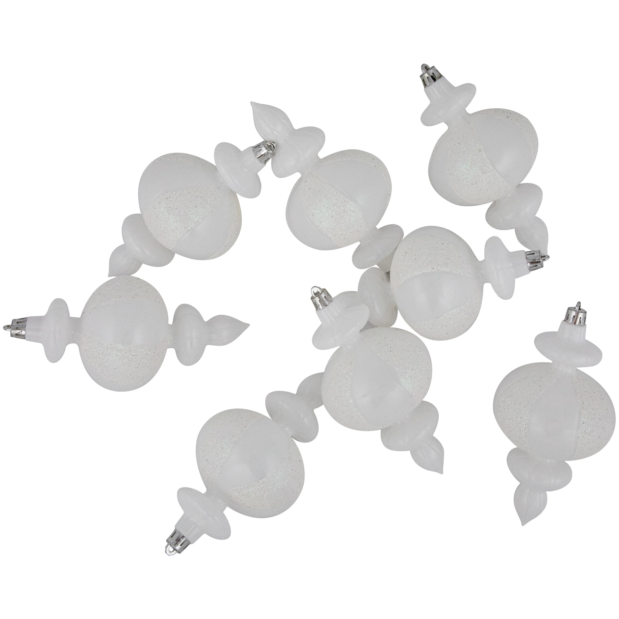 Northlight 8-Count White Shatterproof Finial Christmas Ornaments, 6"