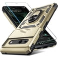 thumbnail image 1 of KOMI Compatible with Google Pixel 7a Case Built in Slide Camera Lens Cover+Screen Protector+Finger Ring Holder Kickstand,Heavy Duty Shockproof Full Body Protective Phone Cover,2023 Gold, 1 of 5