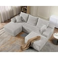 thumbnail image 2 of Wiilayok 107"Cloud Sectional Sofa with 1 Ottoman,Modern Minimalist Upholstered Couches,Oversized Boneless Comfort U Shaped Sofa for Living Room,Deep Seat Corner Couch,Gray (Plush Corduroy Fabric), 2 of 8