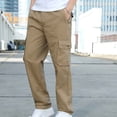 thumbnail image 2 of Men's 100% Cotton Hiking Tactical Pants Lightweight Stretch Cargo Work Pants with Multi Pocket Khaki, 2 of 6