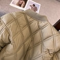 thumbnail image 5 of BLTIBY Long Puffer Jacket for Women Quilted Button Down Zip Up Long Sleeve Outerwear Padded Solid Color Short Winter Coat Khaki XL, 5 of 7