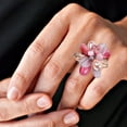 thumbnail image 4 of Charming Pink Cluster Mix Stone Adjustable Statement Ring, 4 of 6