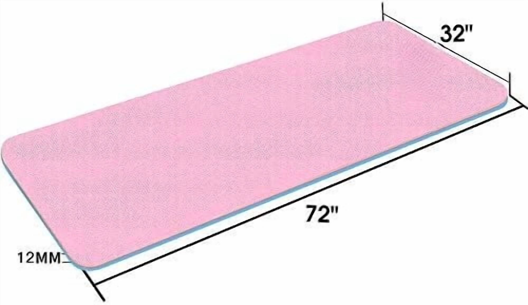 Extra Thick TPE Yoga Mat - 72"x 32" Thickness 1/2 Inch -Eco Friendly SGS Certified - With High Density Anti-Tear Exercise Bolster For Home Gym Travel & Floor Outside Pink/Blue