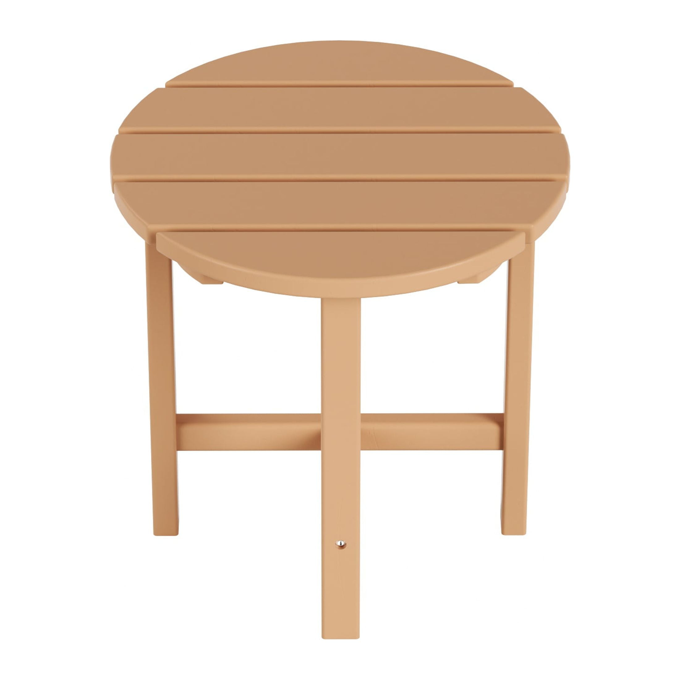 Garden 18" Inch Round Plastic Outdoor Patio Side Table, Teak
