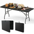 thumbnail image 1 of Gymax 6 ft Portable Folding Table w/HDPE Tabletop Safe Lock Mechanism Carrying Handle Black, 1 of 10