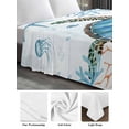 thumbnail image 6 of Turtle Queen Size Flat Sheet, Wrinkleproof & Fadeproof Cooling Flat Bed Sheet Only, Blue Coastal Starfish Ocean Coral Nautical Breathable Soft Bedding Top Sheets 90 x 102 Inches, 6 of 8