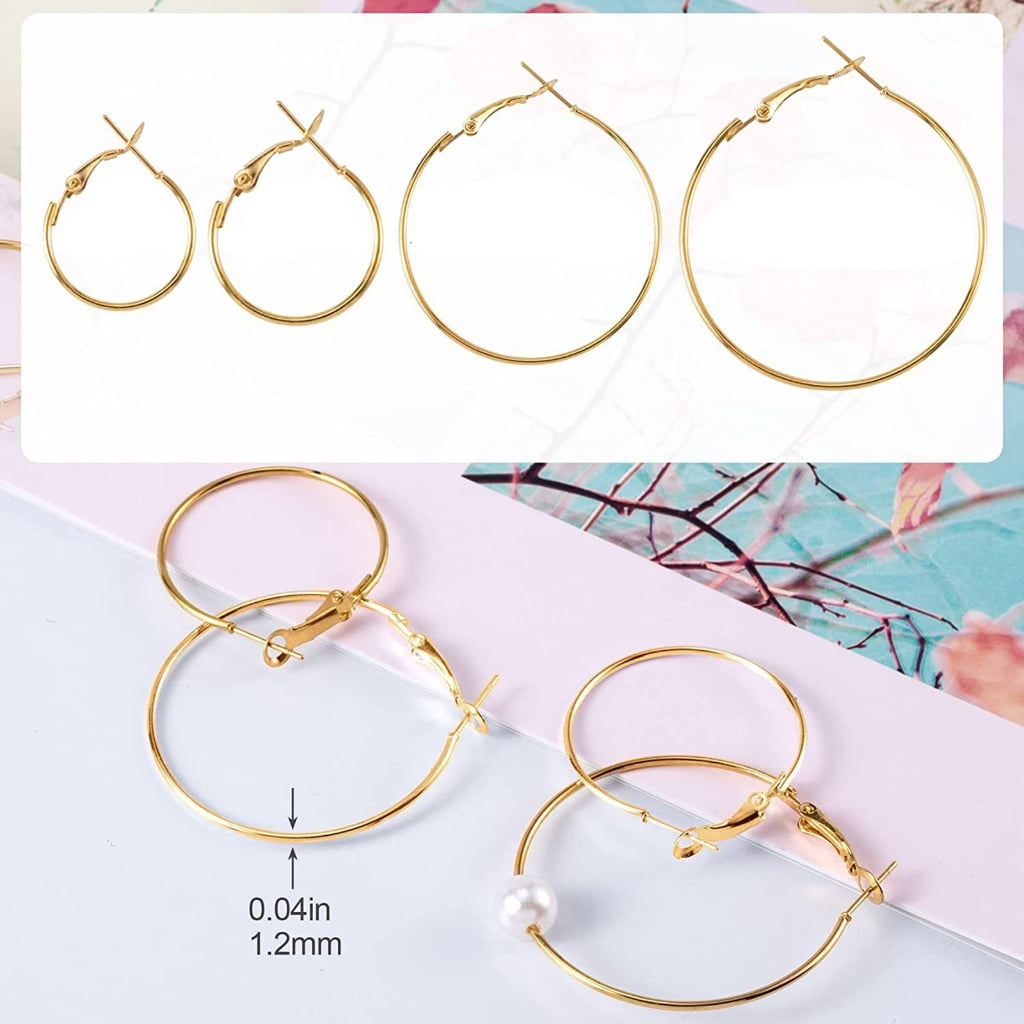 Lusofie 96Pcs Mixed Size Hoops for Earring Making, Round Earring Hoops Open  Beading Silver Gold Earring Hoops for Jewelry Making DIY Crafts