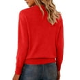 thumbnail image 6 of WTXUE Women's V-Neck Tunic Sweater with Pockets Soft Knitted Pullover Long Sleeve Lightweight Knit Pullover Tops Business Casual Sweaters Fall Outfits Red Xl, 6 of 6