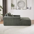 thumbnail image 4 of 75"Oversized Chaise Lounge Chair Indoor, Upholstered Corduroy Sponge Sofa with Wide Armrests&Pillows, Comfy Leisure Sleeper Chair Sofa Recliner for Living Room, Army Green, 4 of 7