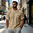 thumbnail image 7 of CCRFTGI Mens Shirts Big and Tall Short Sleeve Crew Neck T-Shirts Summer Athletic Lightweight Tee Shirts for Men with Pocket Khaki M, 7 of 7