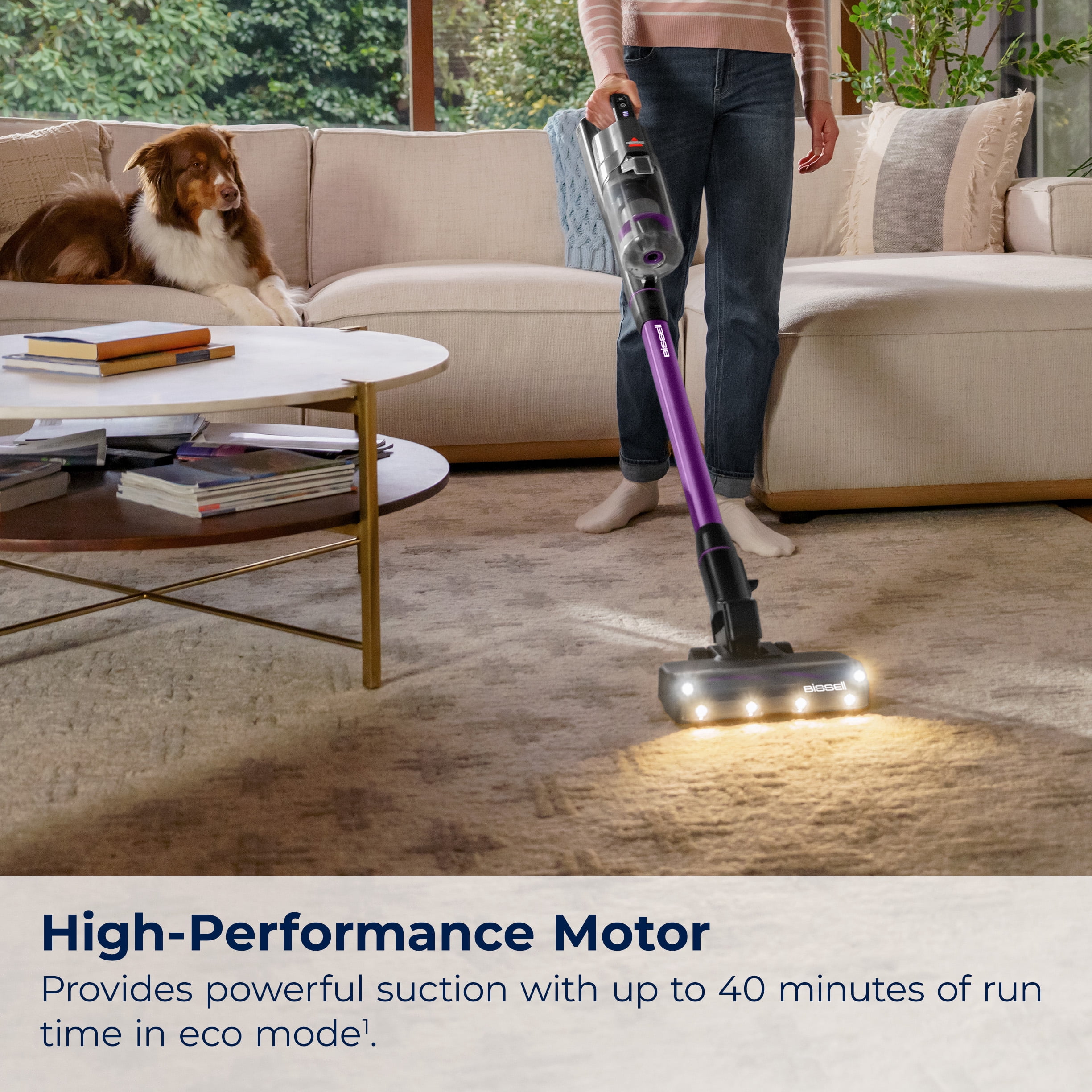 BISSELL PowerClean FurFinder 200W Cordless Stick Vacuum, Carpet, Rugs, Hard Floor, Strong Suction, Removable Battery, LED Headlights, Up to 40-Minute Run Time, Model 4031