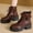 #174-Brown, variant on Wowcloth Woman's Combat Boots, Retro Winter Design with Buckle Strap and Thick Sole, Chunky Mid Heel for Stability, British Style Ankle Boots for Outdoor and Daily Wear