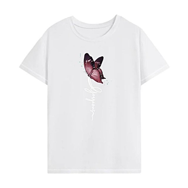 Camiseta de verano para mujer, cuello redondo, cuello redondo, para vacaciones, deportes de playa SG