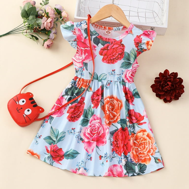 MXIEZI Baby Girls Flower Dress 18M-6Years Kids Ruffle Sleeve